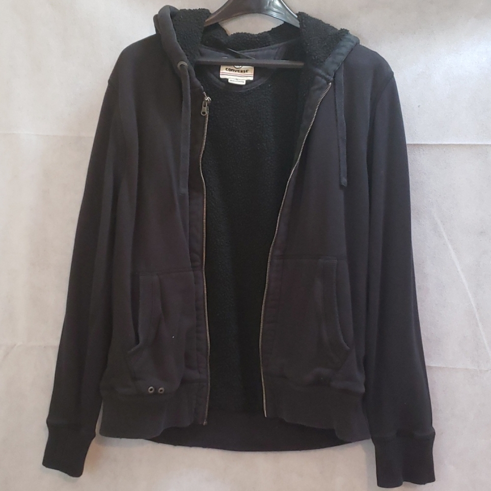 Black converse zip up hooded sweater